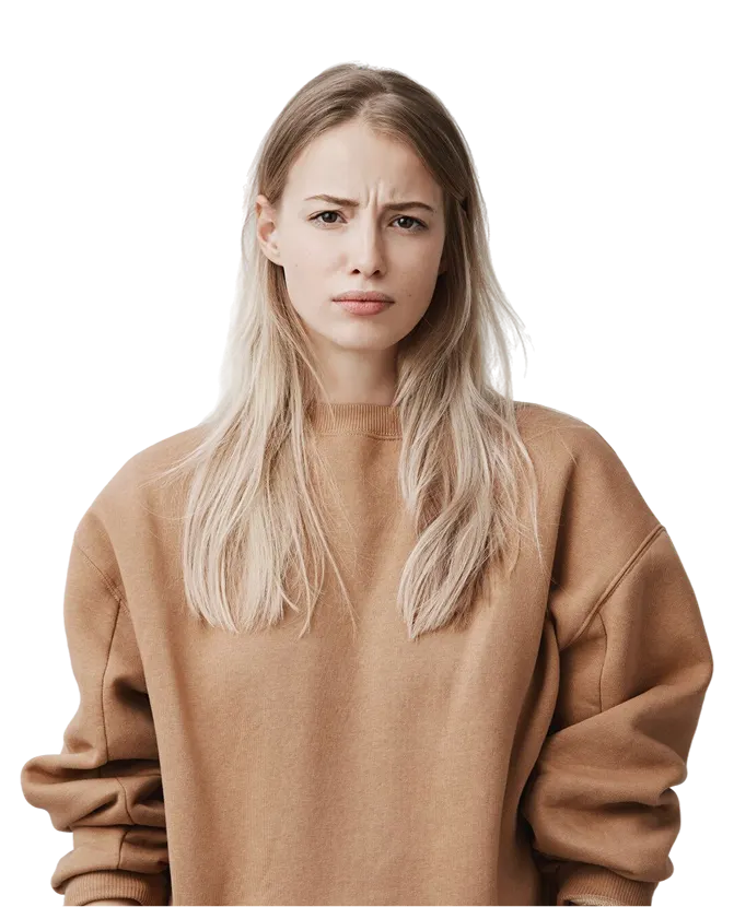 Frustrated woman dealing with bladder concerns